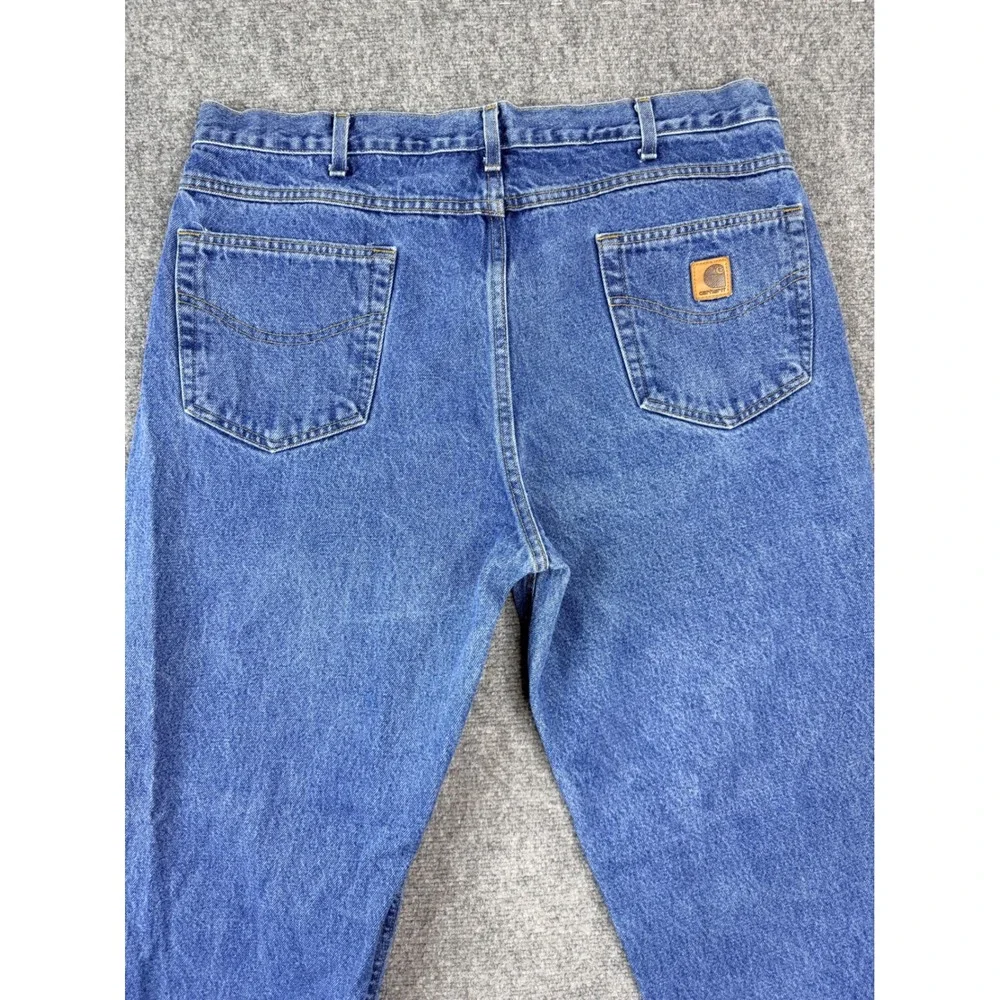 Carhartt B17 DST Relaxed Fit Jeans Mens 40x34 Blue Denim Custom Cut Raw Hem 28in